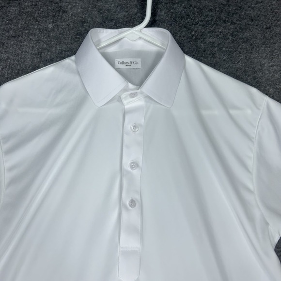 Collars and Co Polo shirt Mens M White Solid Stretch Spread Dress Collar #2 - Picture 3 of 12